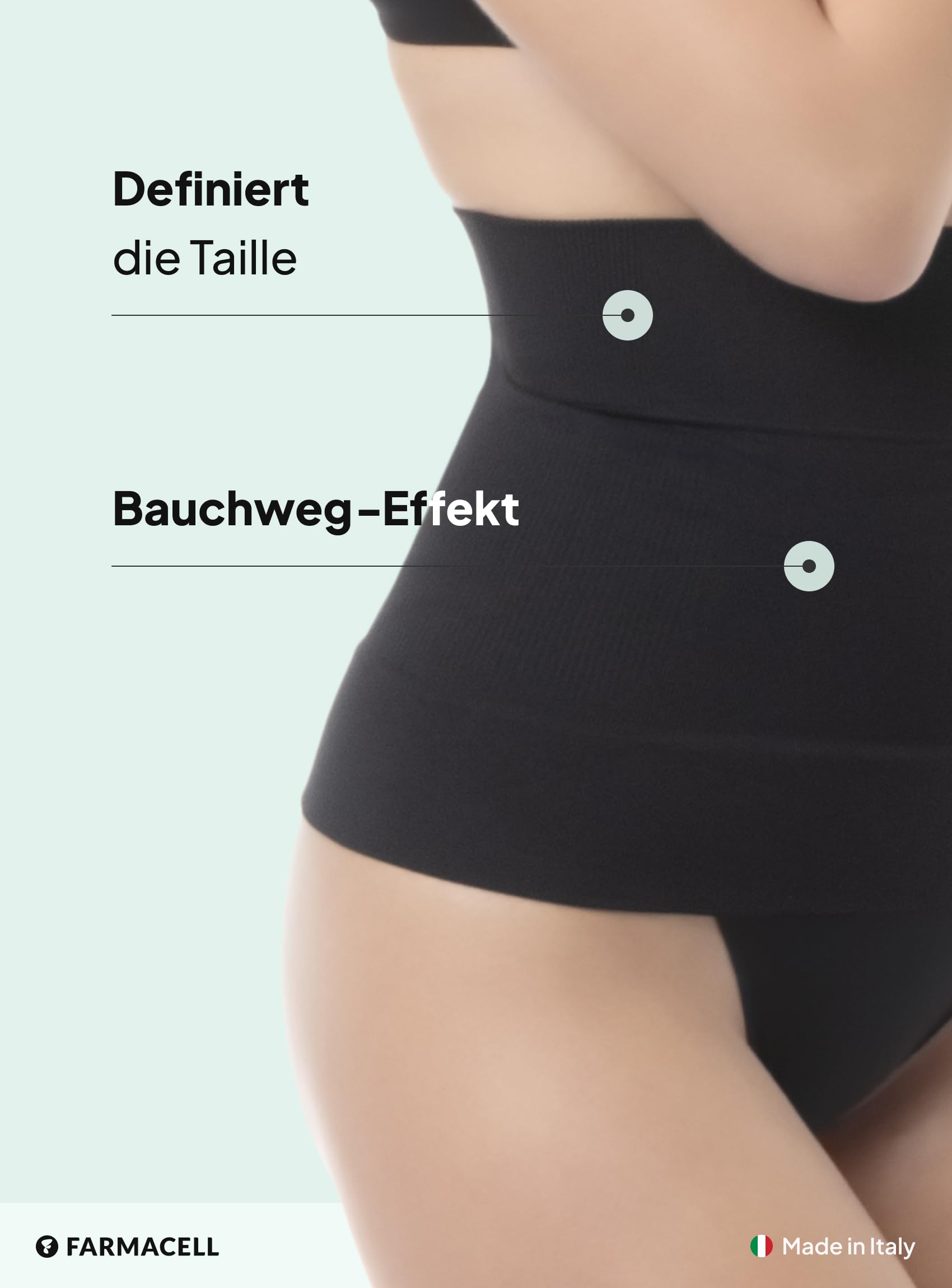 FarmaCell Shapewear Bauchweggürtel Damen, Figurformende Unterwäsche, Made in Italy, 605