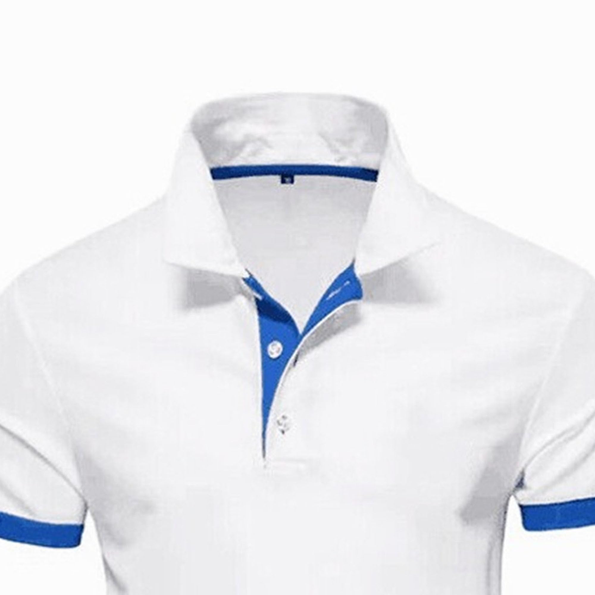Men's Color Block Polo Shirts Classic Short Sleeve V Neck Golf Shirts Workout Collar Tennis Shirt Work T-Shirt (White3,4X-Large)