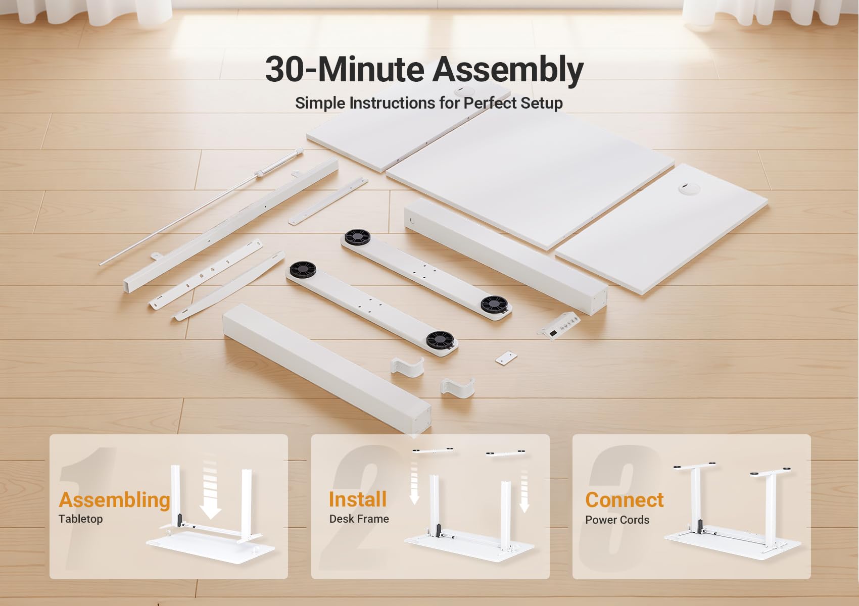 Claiks Electric Height Adjustable Standing Desk, 48x24 Inch, Cold White view 8