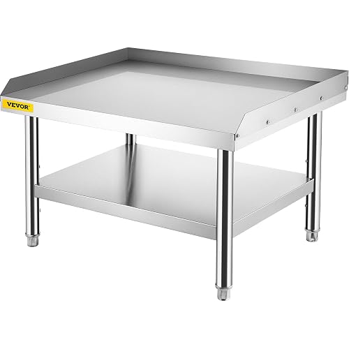 VEVOR Stainless Steel Equipment Grill Stand, 36 x 30 x 24 Inches Stainless Table, Grill Stand Table with Adjustable Storage Undershelf, Equipment Stand Grill Table for Hotel, Home, Restaurant Kitchen