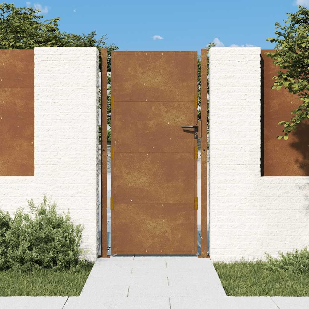 vidaXL Puerta de jardín Acero corten 100x175 cm, Puerta de Valla, Puerta de Exterior, Puerta de Metal, Puerta de Seguridad, Puerta de Entrada