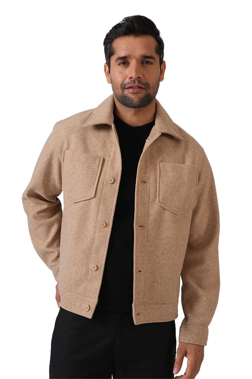 Men Solid Felt Two Pockets Crop Jacket | Men's Stylish Jacket, Comfortable Regular Fit, Full Sleeves,Lightweight Design, Suitable for Casual Wear, Travel &Everyday Outfits-image-49