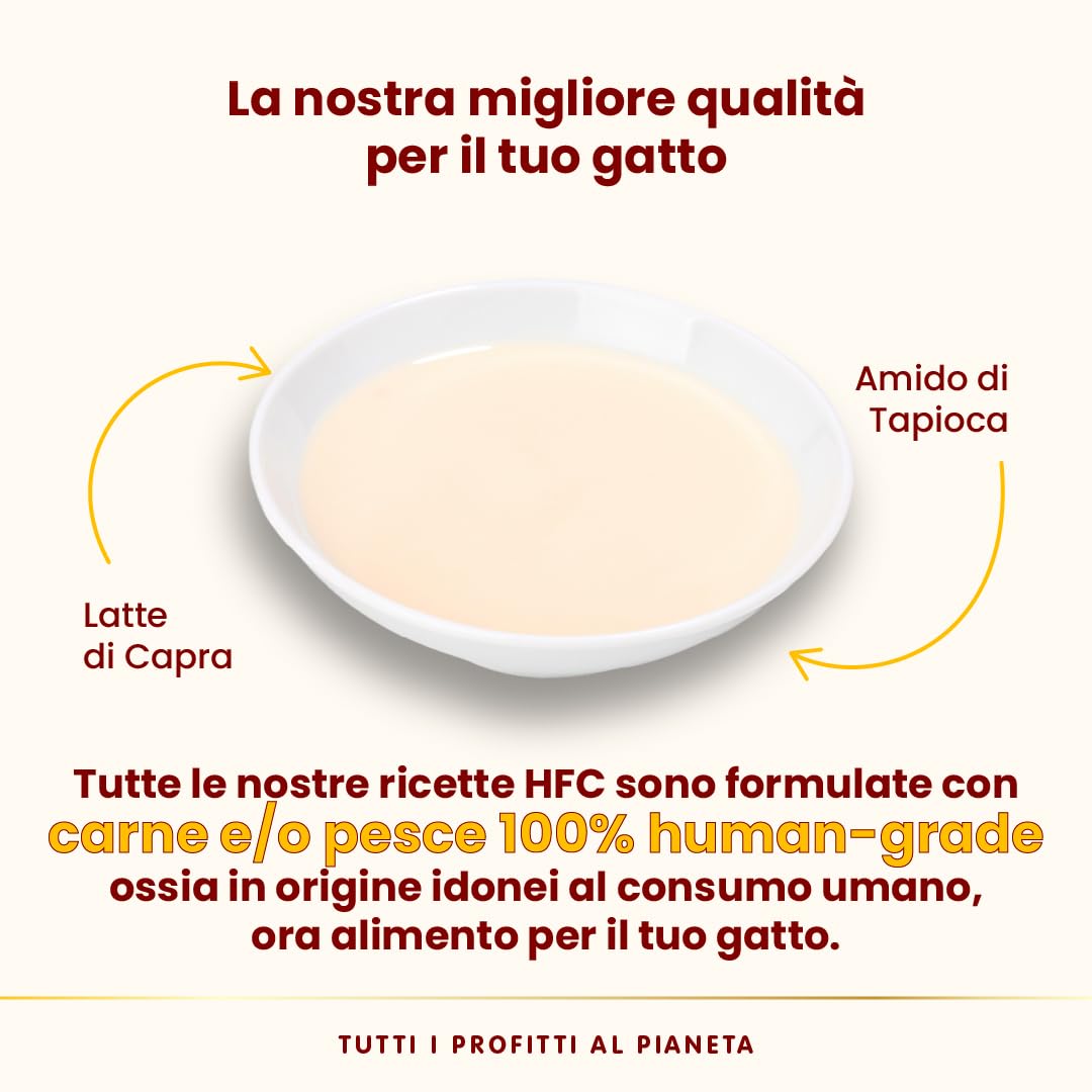 Almo Nature HFC Hydration Help, Alimento Umido per Gatti - Latte di Capra - Human-Grade, Gluten-Free, Grain-Free, Monoproteico - 50g, Confezione da 24