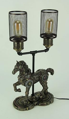 Miniatura 2 de Veronese Design Lámpara de mesa de malla de doble luz estilo Steampunk
