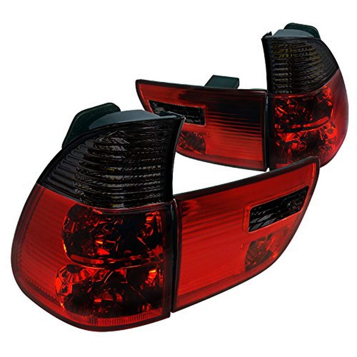 Spec-D Tuning Red Smoke Lens Tail Lights Compatible with 2000-2006 BMW E53 X5, Left + Right Pair Assembly