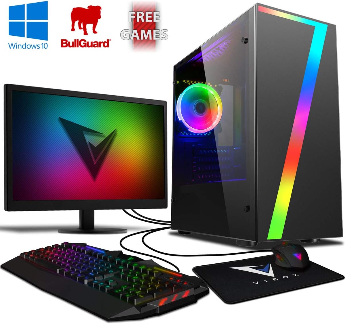 Vibox Gaming PC Computer with 2 Free Games, Windows 10 OS, WiFi, 22" HD Monitor (3.8GHz AMD A6 Dual-Core Processor, Radeon R5 Graphics Chip, 8GB DDR4 2400MHz RAM, 1TB HDD)