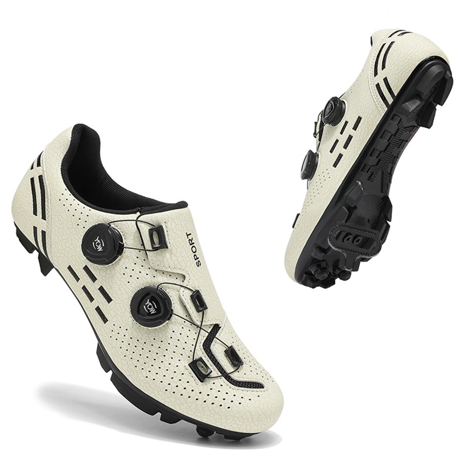 Zapatillas de Ciclismo Montaña para Hombre, Zapatos Bicicleta de Carretera Exterior MTB Compatible con SPD Pedales 2 Tornillos con Calas Respirables Antideslizantes