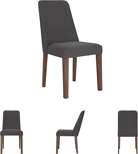 Miniatura 7 de Signature Design by Ashley Lyncott - Silla auxiliar tapizada contemporánea para comedor con cojín de espuma, juego de 2, gris oscuro y marrón Gris