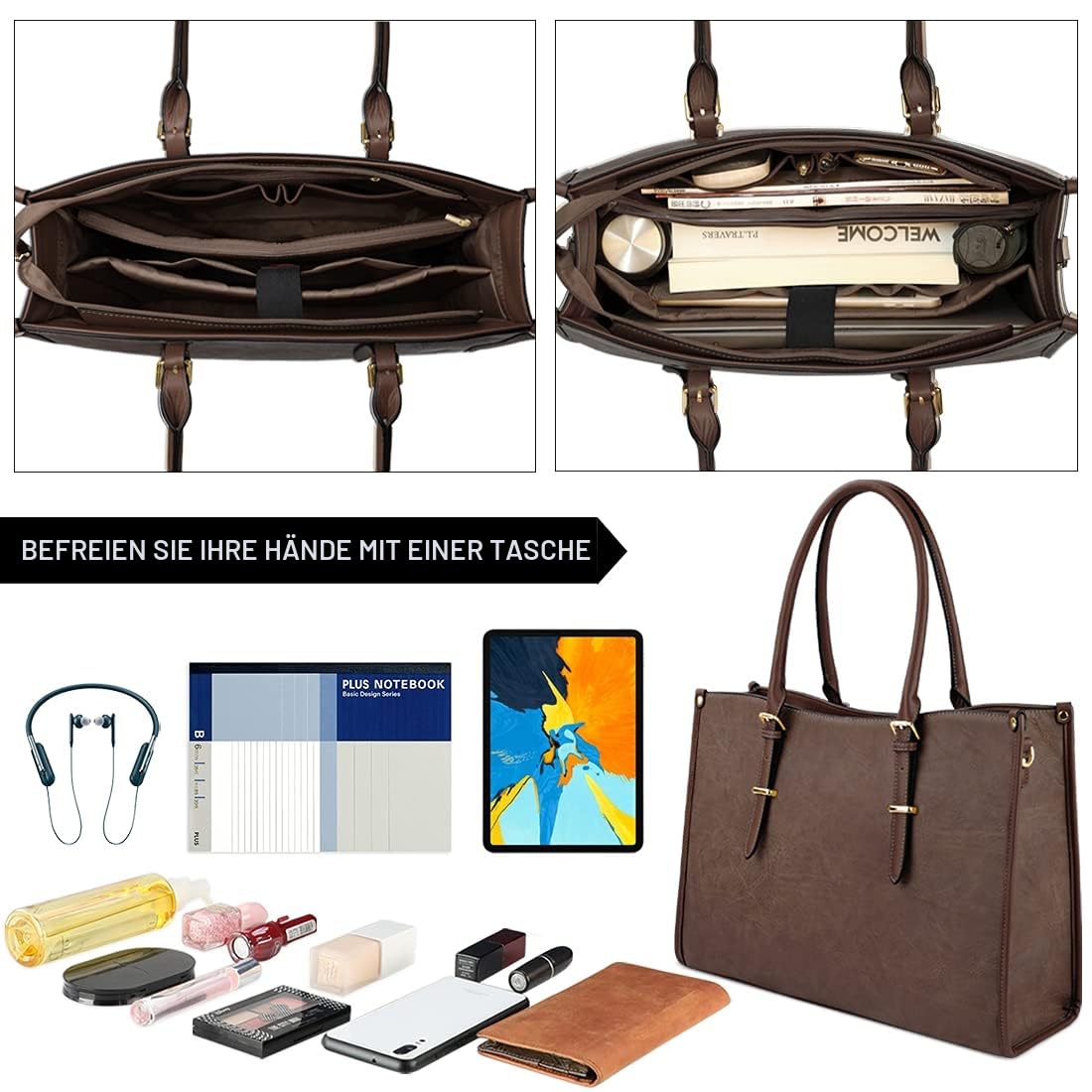 NUBILY Handtasche Damen Shopper Damen Groß Laptoptasche 15.6 Zoll