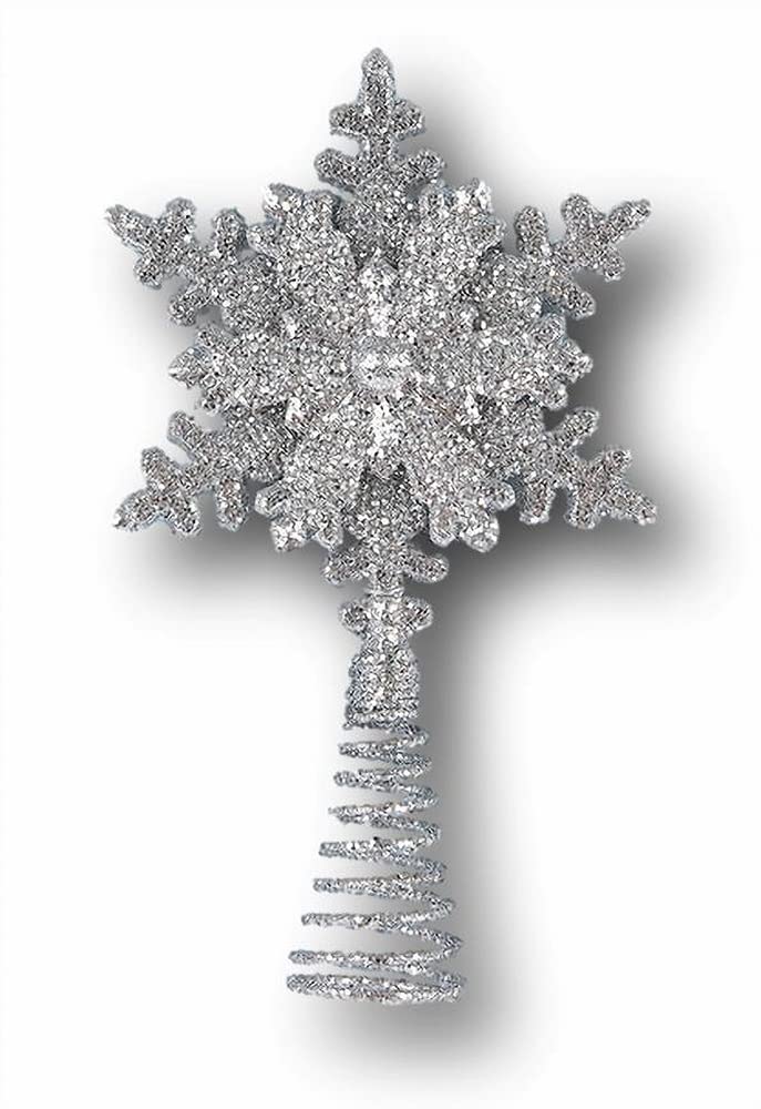 Gerson Mini Christmas Tree Ornaments for Tiny Tree (Silver Glitter Mini Tree Topper)