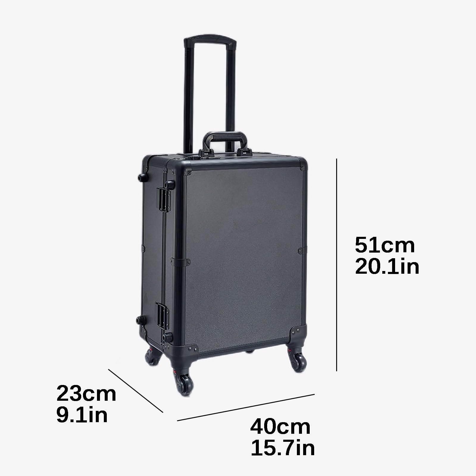 Beauty case con specchio e luci LED, stazione di viaggio portatile per uso professionale, Argento