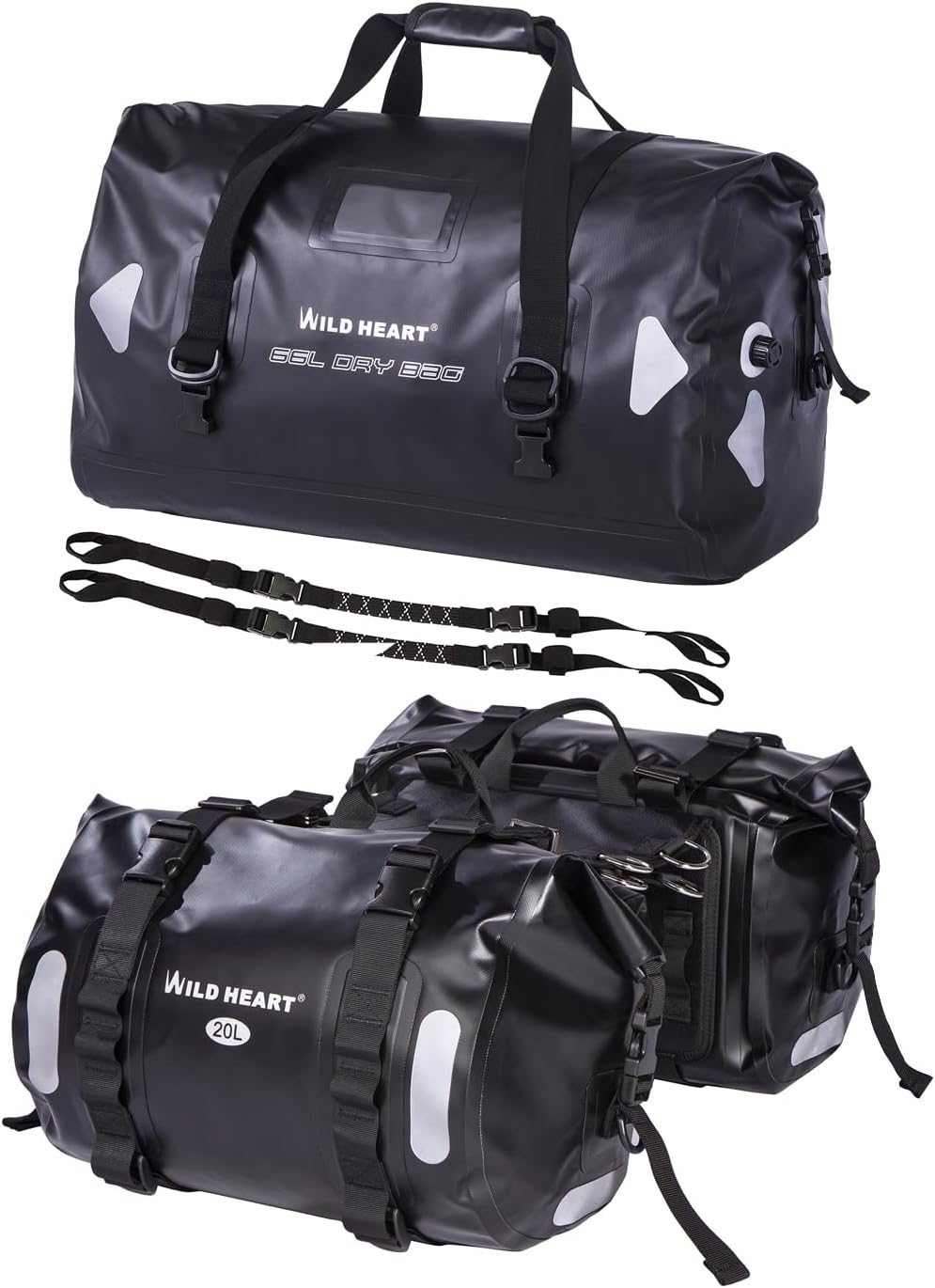 WILD HEART Motorcycle saddlebags waterproof 40L black and