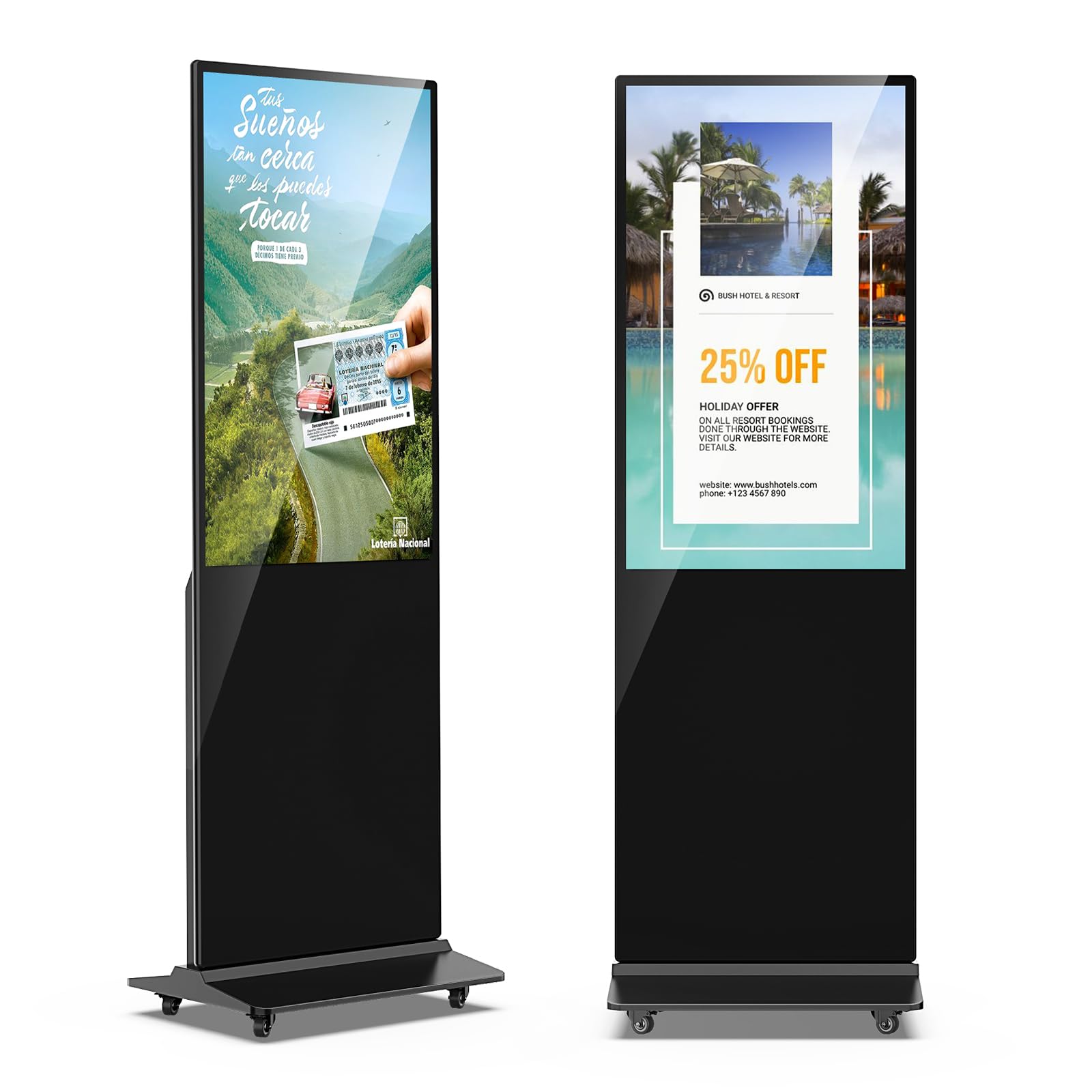JIYANG 43 Inch Indoor Digital Signage Floor Standing Digital Kiosks LCD Totem Monitor with WiFi HDMI/USB Input Auto Media Player Android System,Free Customization Logo