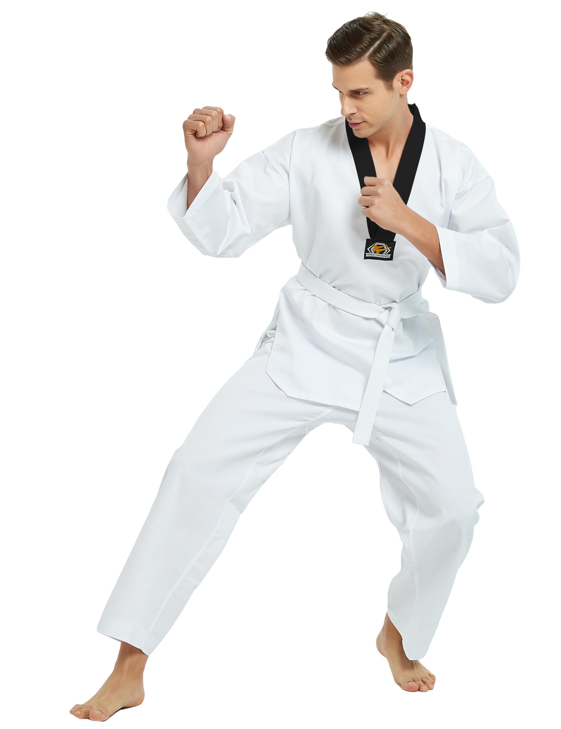 TopTie Uniforme de taekwondo personalizado para hombre con bordado, uniforme de estudiante TKD Dobok personalizado con cinturón, traje de artes marciales personalizado