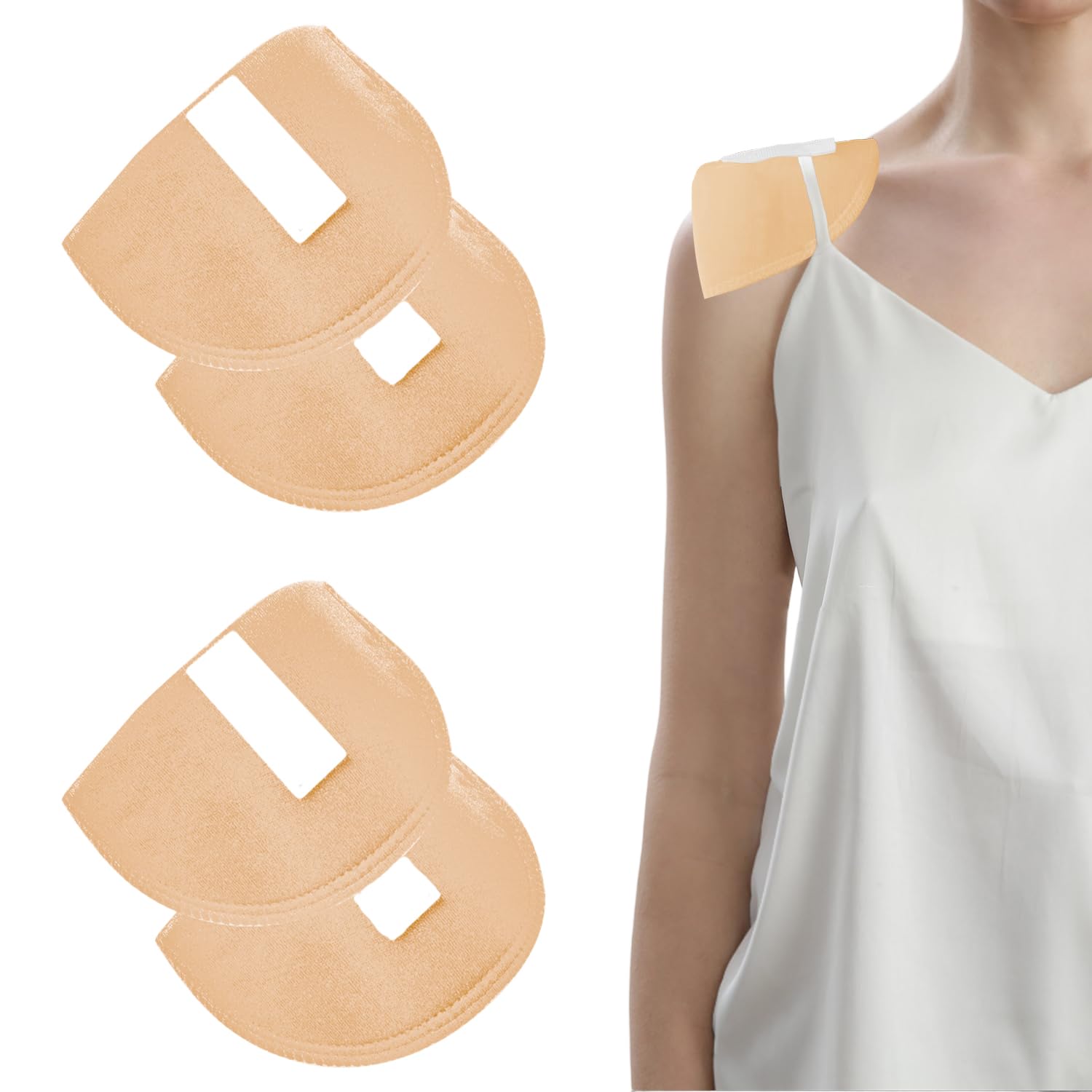 Set-in Shoulder Pads，2 Pairs No-Sewing Anti-Slip Breathable Detachable Reusable Soft Sponge Pads Shoulder Enhancer Sewing Supplies for Blazer Clothes 1.5cm Thickening Beige