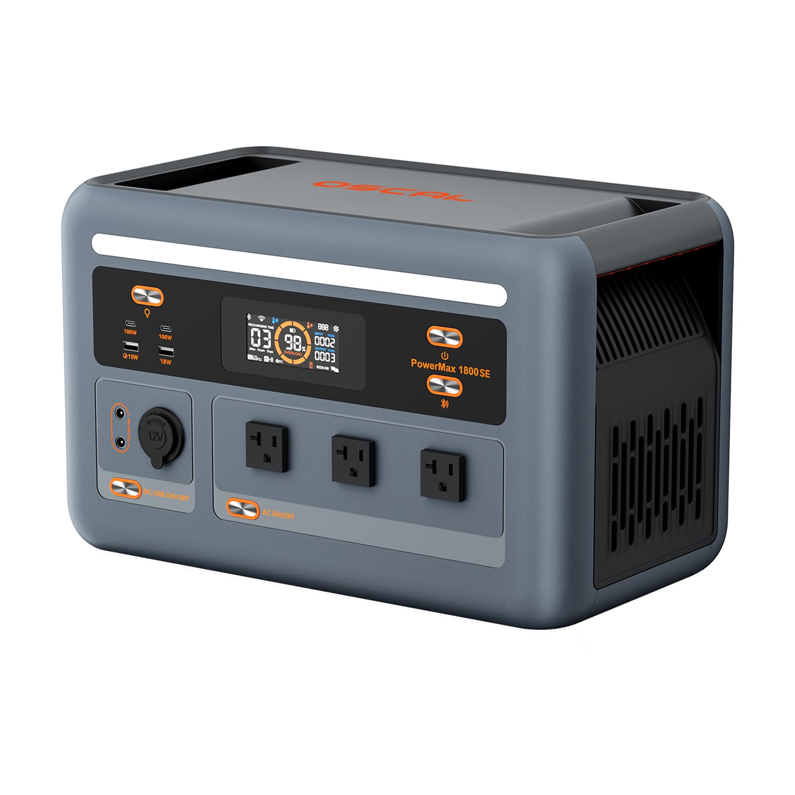 OSCAL PowerMax 1800SE Portable Power Station 1024Wh LiFePO4 Battery 1800W AC 3600W Surge 100W USB-C Output 8ms UPS