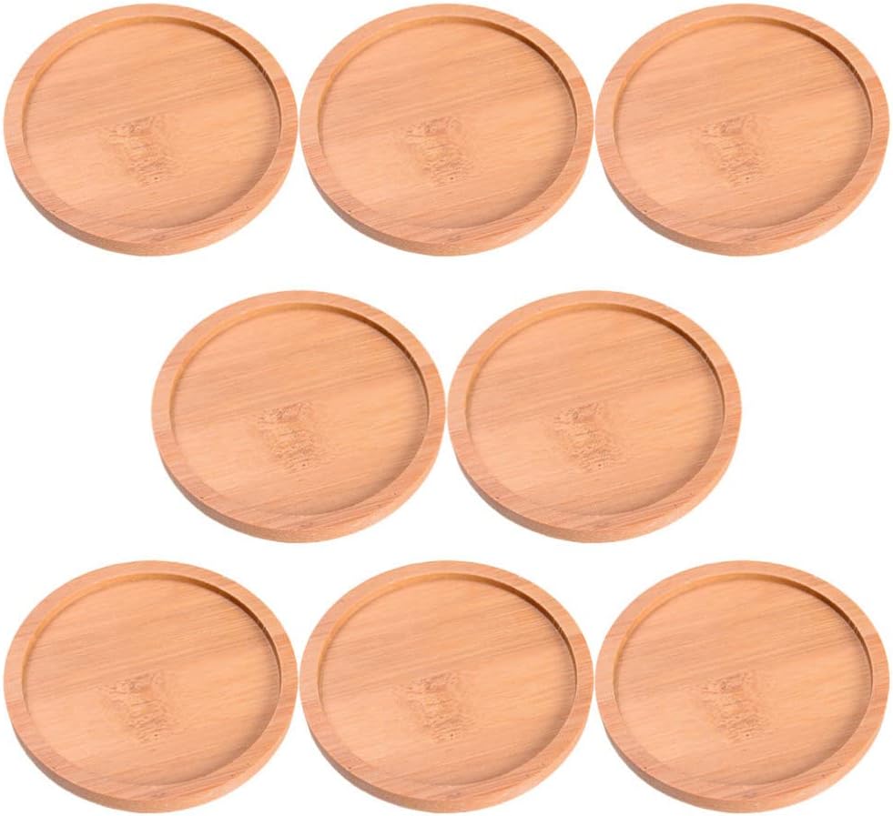 Yardwe 8pcs Bamboo Plant Saucers Drip Trays for Succulent Pots Lightweight Flower Pot Trays for Use Versatile Water Collection