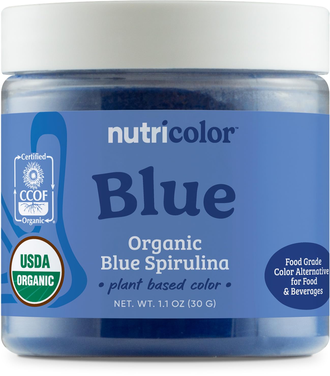Nutricost Blue Plant Based Food Coloring from Organic Blue Spirulina (30 Servings) - Nutricolor Color Alternative for Food & Beverages