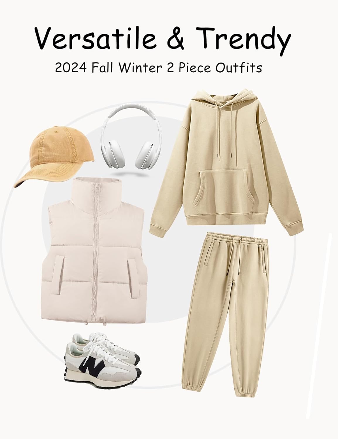 Flygo Womens Fleece 2 Piece Outfits Lounge Hoodie Sweatsuits Sets Oversized Sweatshirt Baggy Sweatpants Set W/Pockets - Image 4