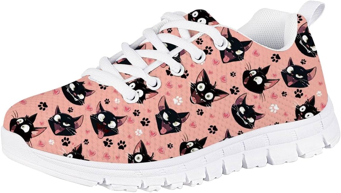 Forchrinse Cute Alpaca Llama Print Girls Running Shoes Lace up Non Slip Tennis Walking Sneakers Fashion Sport Travel School Shoes
