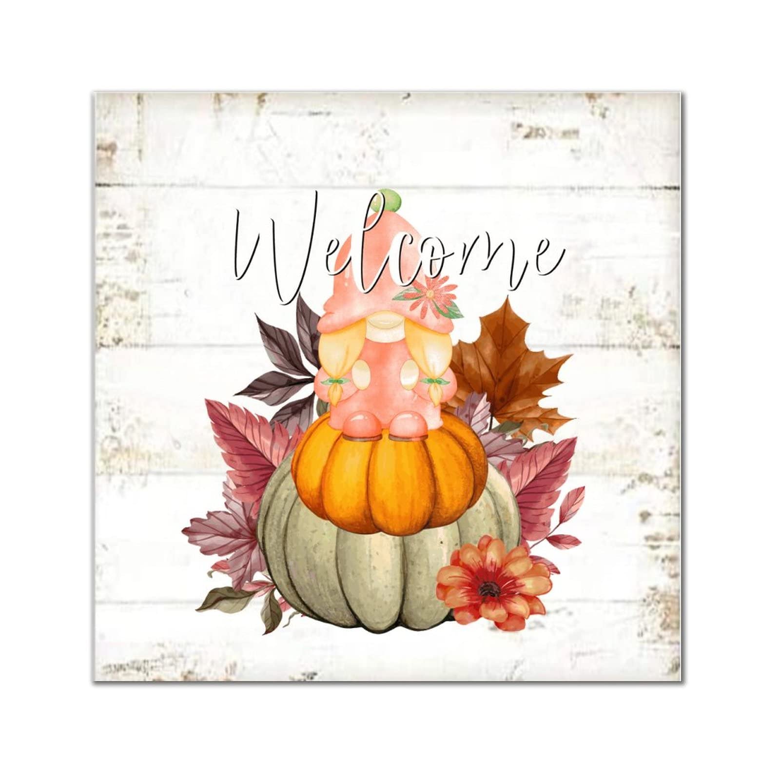Panneau en bois de bienvenue automne : décoration murale rustique salon