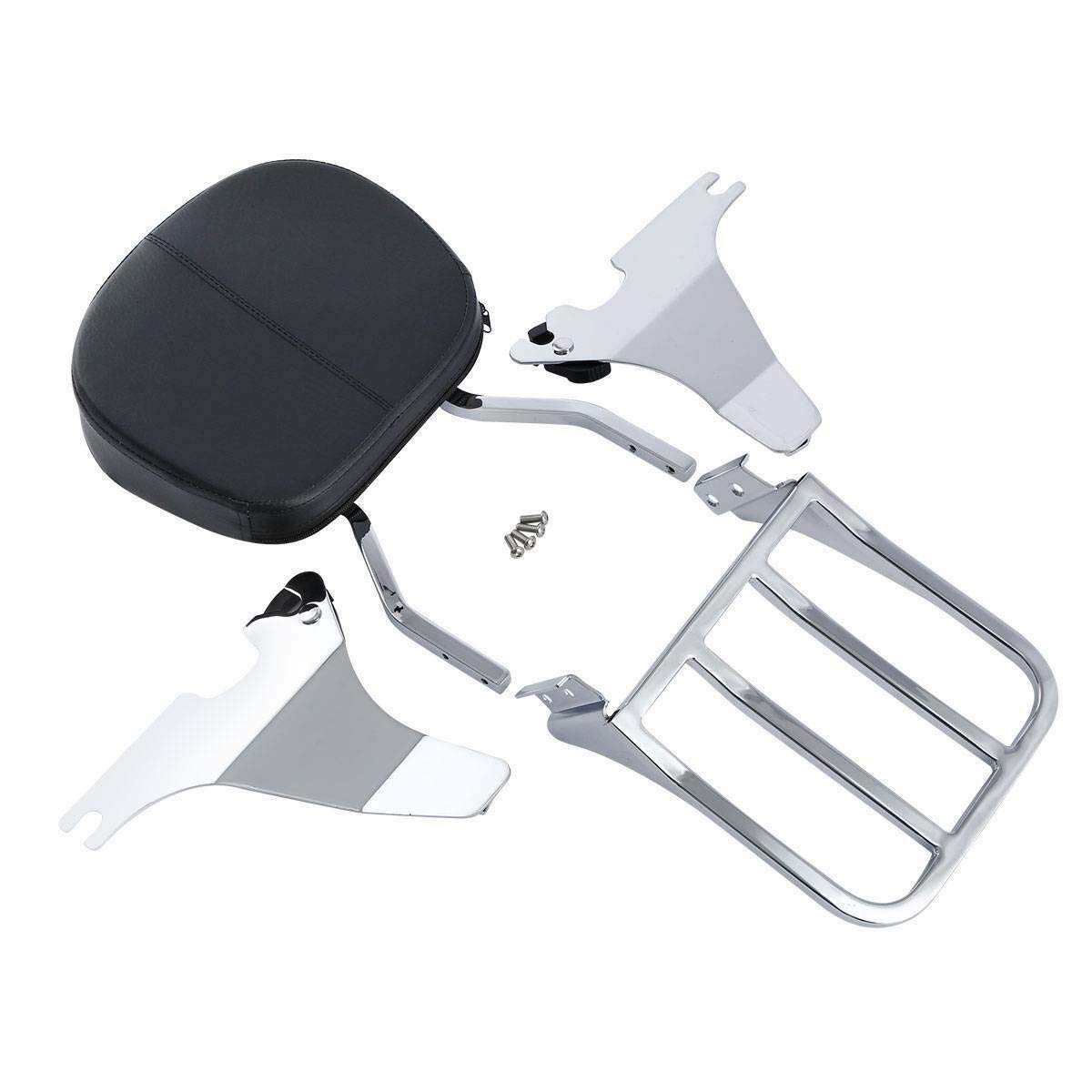 TCMT Portapacchi cromato con schienale Sissy Bar compatibile con Harley Sportster 883 XL883 2004-2022 SuperLow 2011-2019 1200T XL1200T 2014-2017 Sportster XL1200L 2006-2011 Forty Eight XL1200X 2010