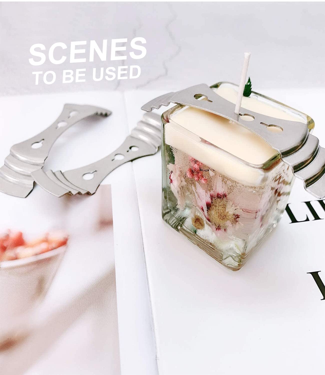 Kit Stoppini Per Candele Fai Da Te - 15 Pezzi - Acciaio Inox - Supporto A 3 Fori - Per Cera Di Soia E Paraffina - Foto 8