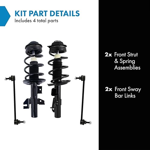Miniatura 637 de TRQ Kit de suspensión delantera, conjunto de amortiguadores y resortes, barra estabilizadora, enlace estabilizador compatible con Chevrolet