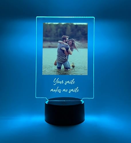 Miniatura 1 de MIRROR MANIA Custom Personalized Photo Picture LED Light Up Stand Home Décor Gift for Her Him Anniversary Wedding Couple Girlfriend Boyfriend