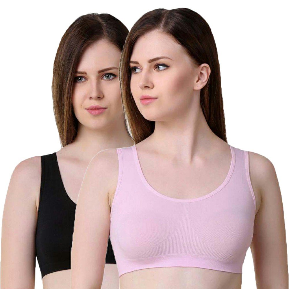 MLD Super Stylish Women's Air Sports Bra- Pack of 2 (Free Size, Size of 28 to 38) Multicolour