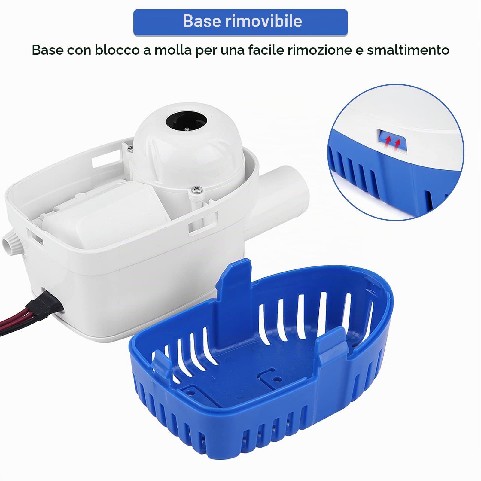 Pompa di sentina, 1100 GPH 12V Pompa Dell'acqua di Sentina Automatica, Pompa Dell'acqua di Sentina Sommergibile con Interruttore a Galleggiante e Protezione di Accensione per Barche Piscina