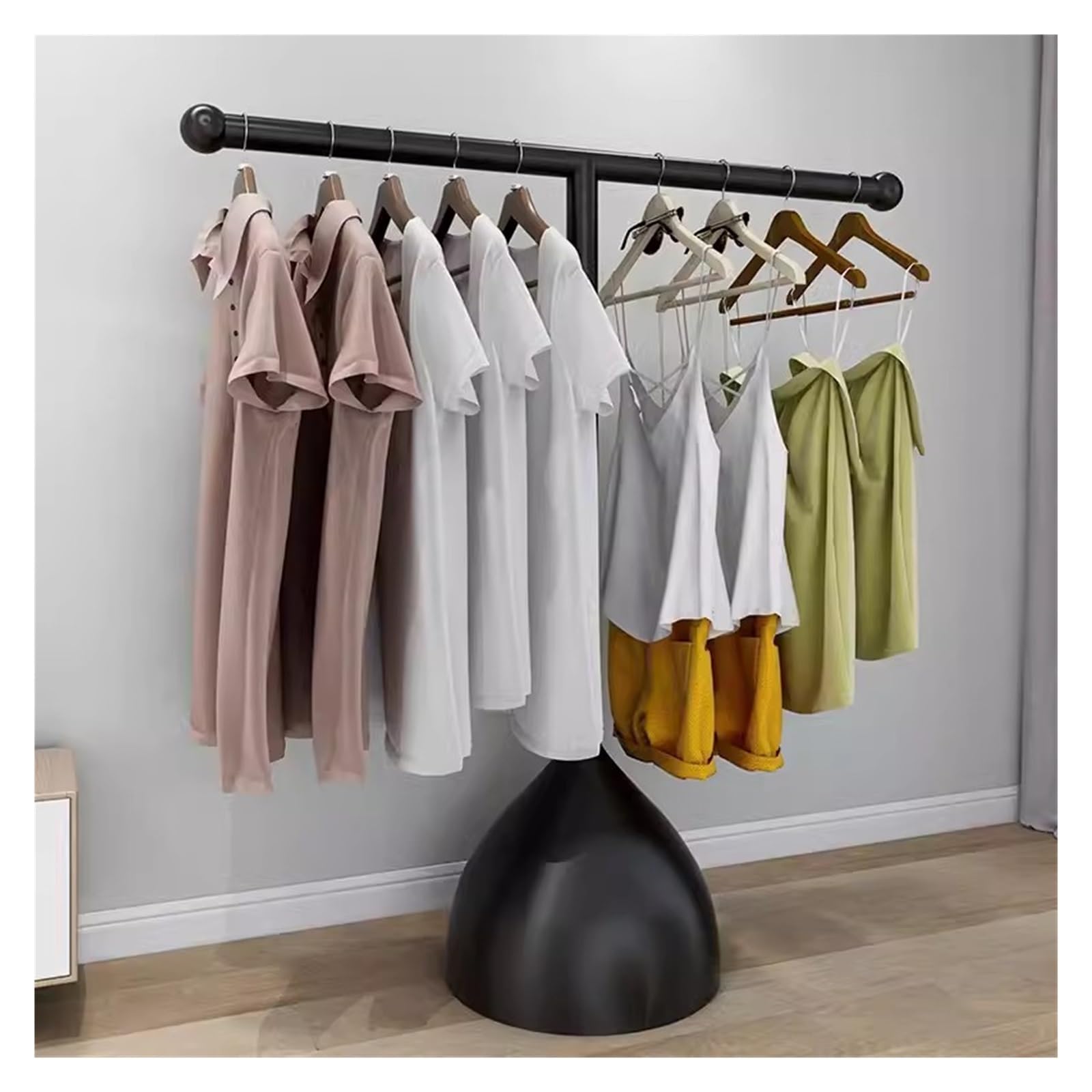 YNBSHGAA Gold T-Shaped Metal Clothing Rack, Freestanding Garment Display for Stores & Bedrooms, 100x100x100 cm, Stylish & Durable, Perfect for nizing Clothes & Accessories,Black-120x150cm