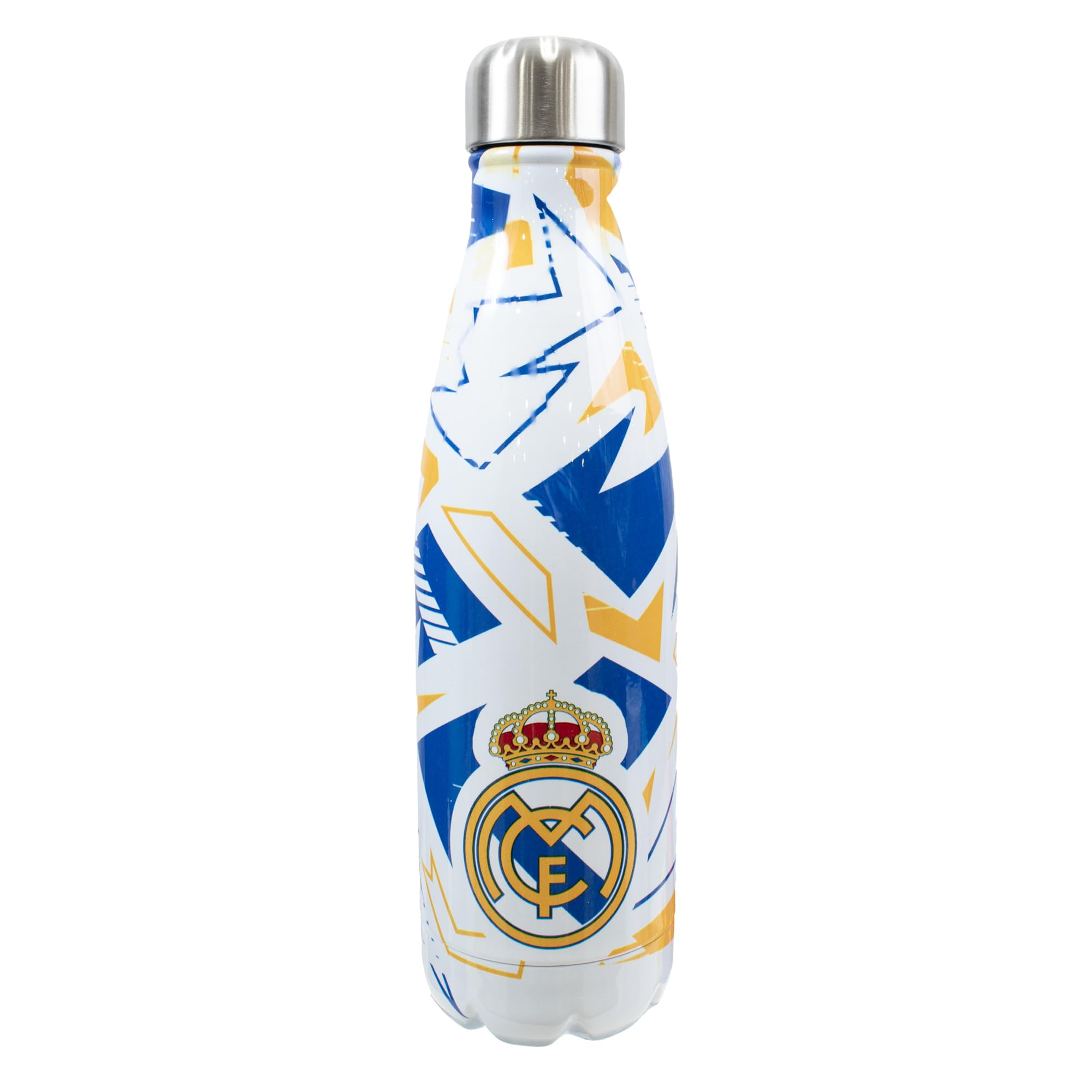 Hy-Pro Borraccia in alluminio con licenza ufficiale Real Madrid CF, 750 ml, cannuccia pieghevole integrata, a prova di perdite, leggera, ottima idea regalo per il calcio