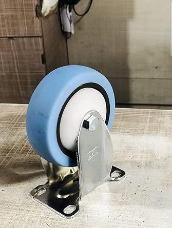 MOVERS PU Caster wheel 3 inch to 4 inch load capacity 200 kg (polyurethane material wheel with chrome plated metal bracket) blue color (3 inch, Fix)