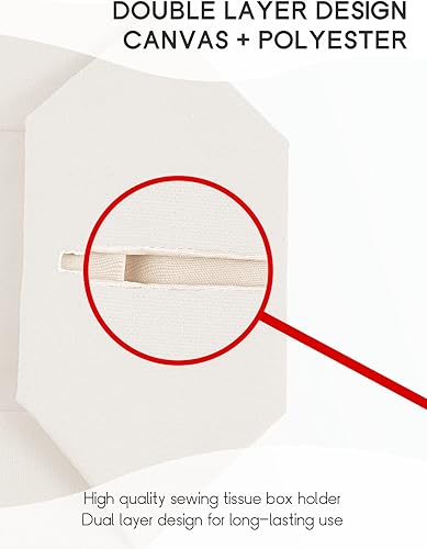 Miniatura 4 de Funda para caja de pañuelos, soporte para pañuelos de tela reutilizable, soportes cuadrados de lona decorativos para encimera de baño, tocador,