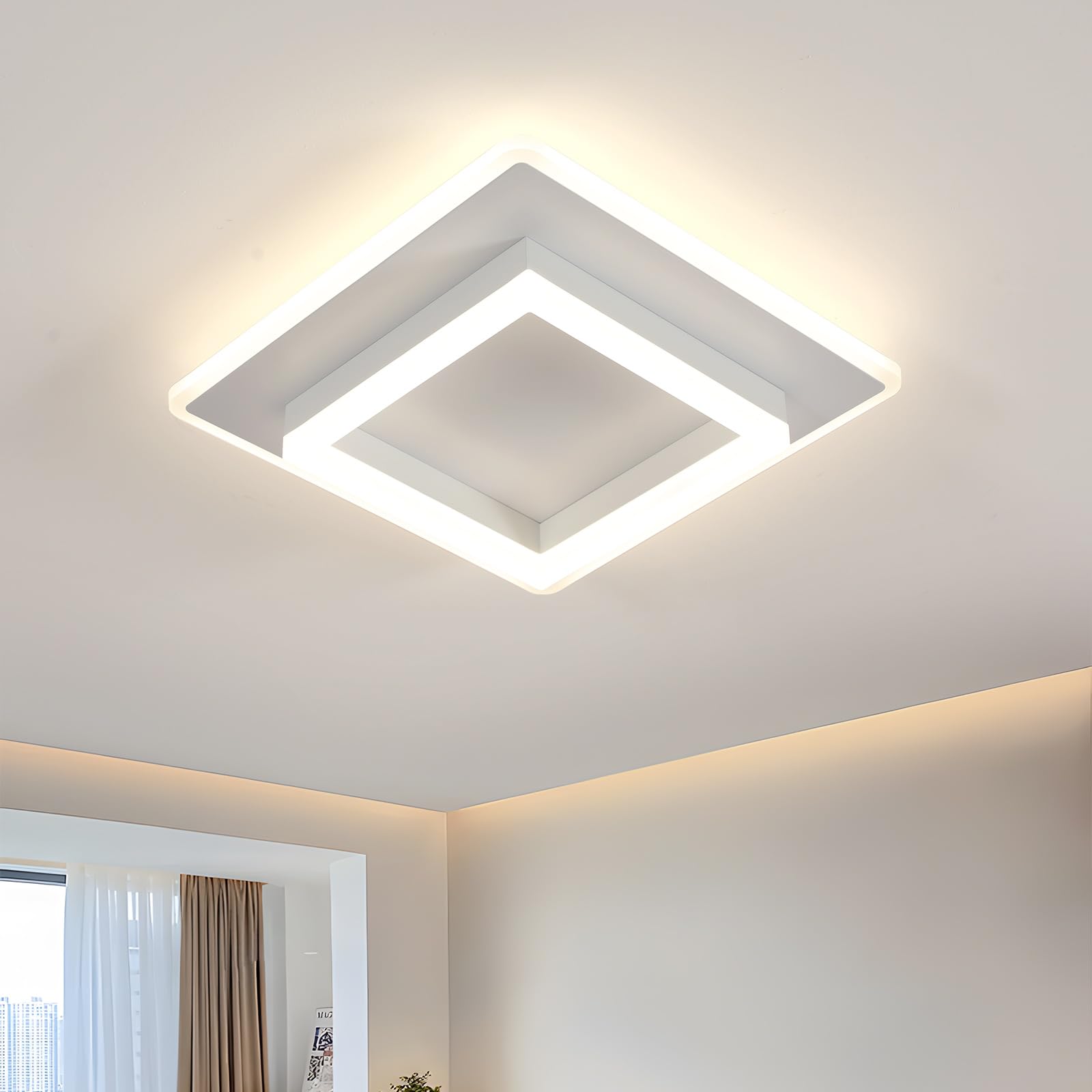 DELIPOP Modern LED Ceiling Light 30W, Square Ceiling Lamps Living Room Natural Light 4500K, White Acrylic Ceiling Light for Kitchen, Bedroom, Balcony, Hallway, Dining Room