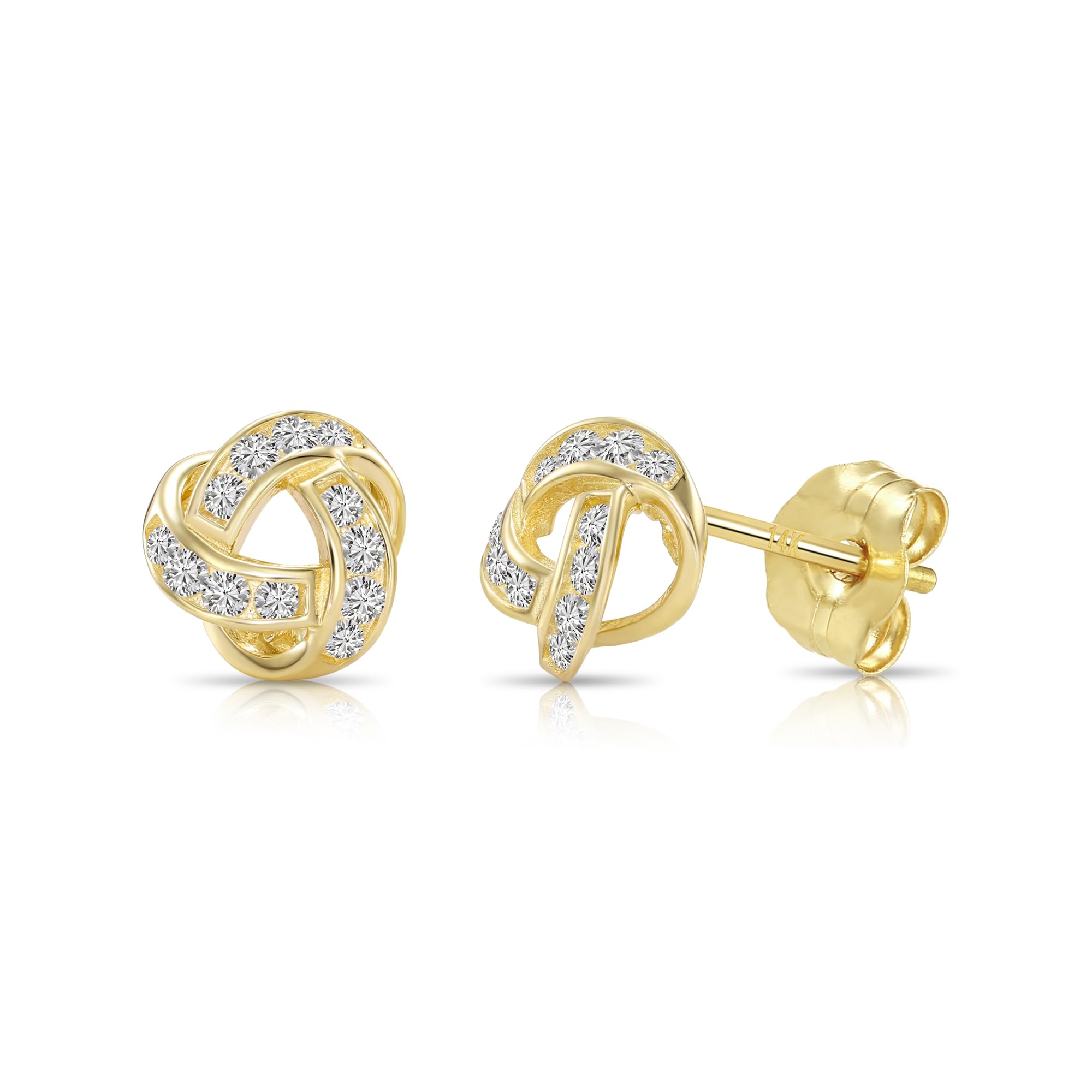 Tilo Jewelry 14k Gold Polished Love Knot Stud Earrings - 7mm- Push Back: Yellow Gold - Push-back