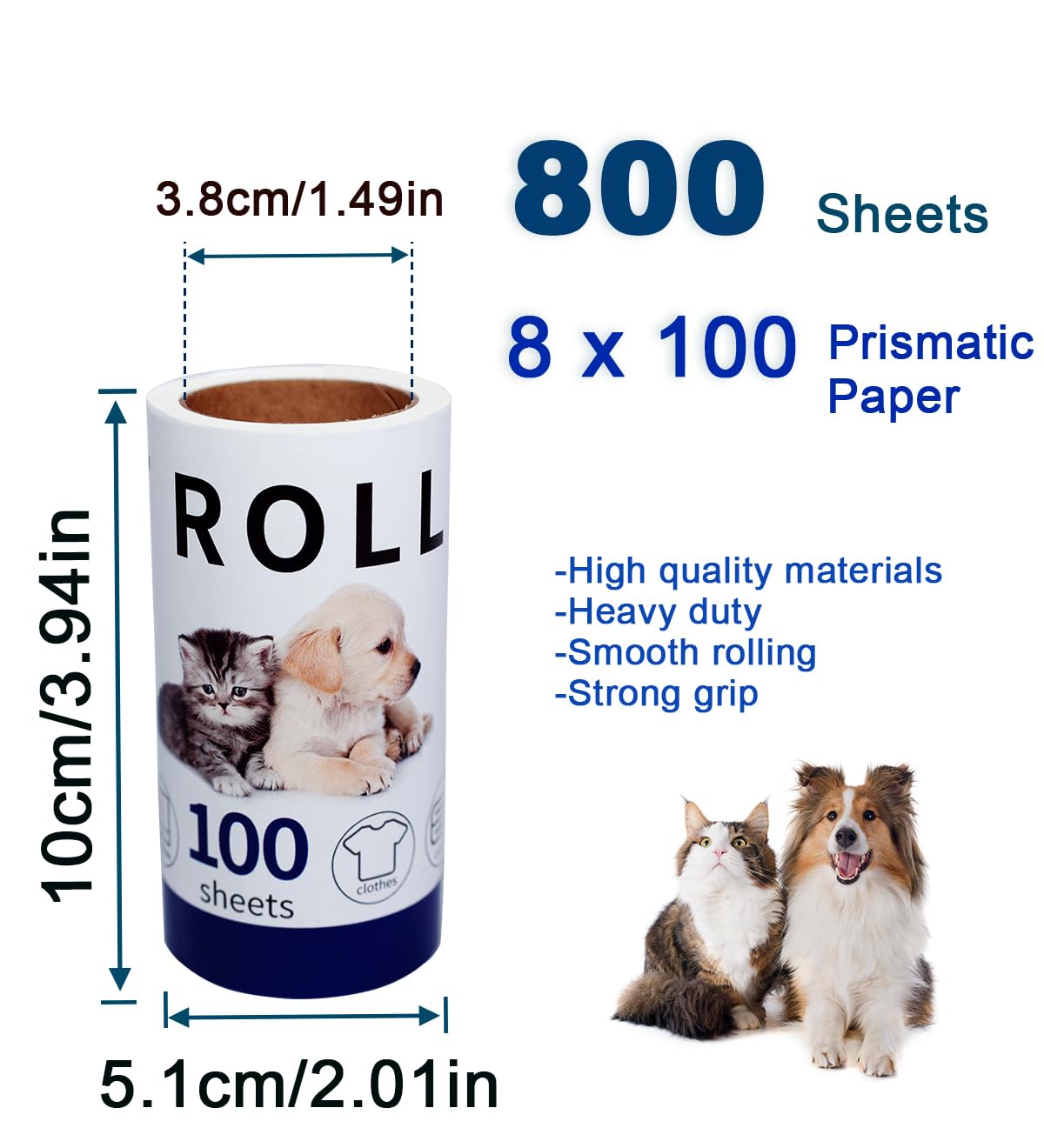 Lint Roller Refill Pack 800 Sheets, Set Of 8 Replacement Rolls