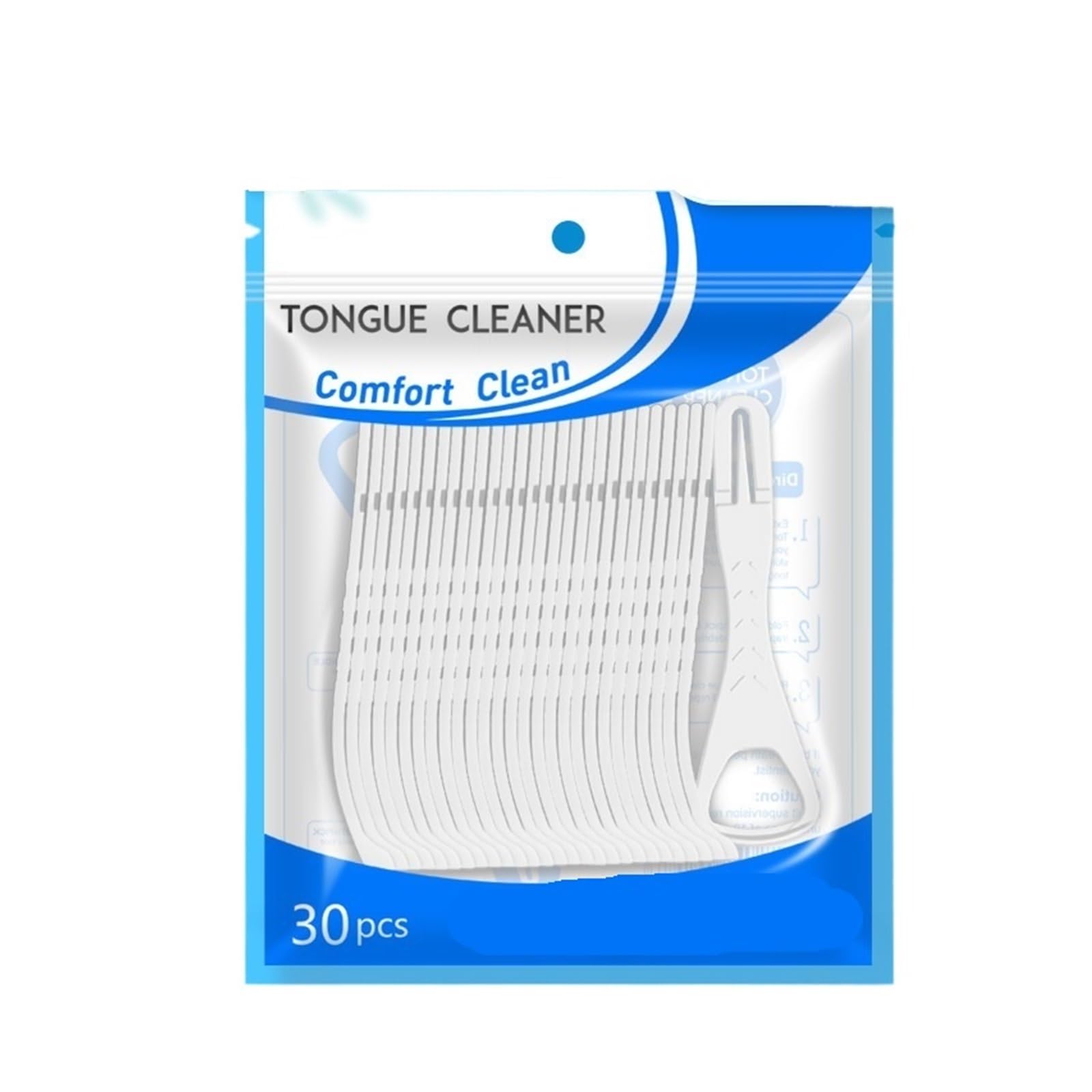 30 raspadores de lengua por bolsa, paquete a granel, limpiadores(White)