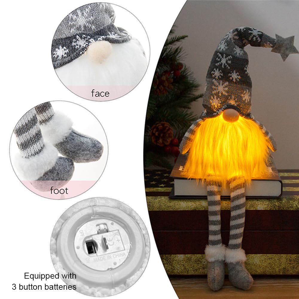 Bseical 3 Piezas Gnomo NavideñO Iluminado Papá Noel, DecoracióN De Gnomo De Navidad con Luz Led, Elfo Navidad Muñeco, MuñEca De Felpa Hecha A Mano De Papá, Bateria Cargada(Medio, Rojo Gris Verde)
