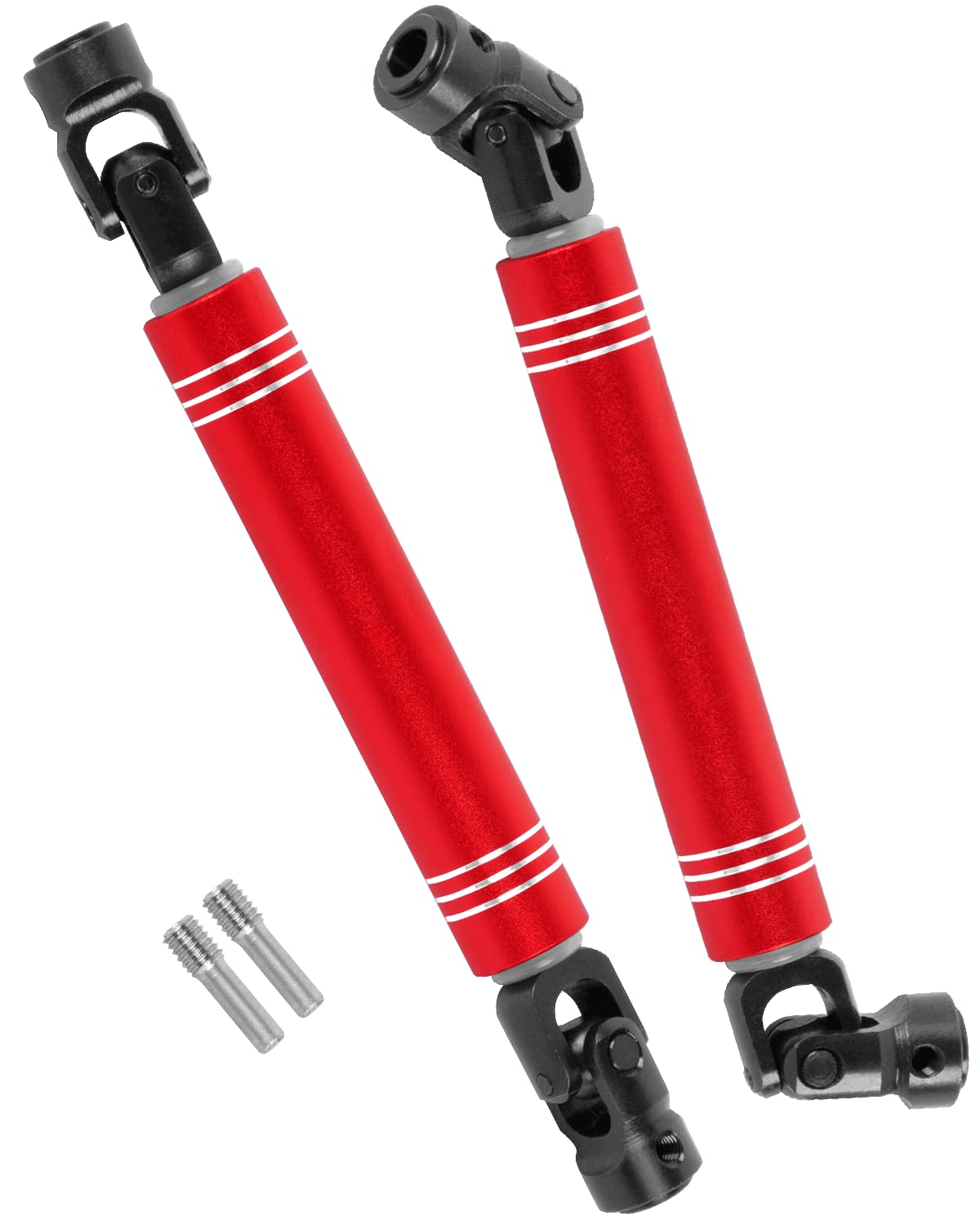RcarmubWow RC Universal Driveshafts 113-137MM Axles Upgrades Part for 1/10 RC Crawler Axia1 SCX10 II Redcat Gen7/Pro GEN8 RC4WD D90,Harden Steel w/Alloy Aluminium Universal CVD 2pcs,113MM-137MM,Red