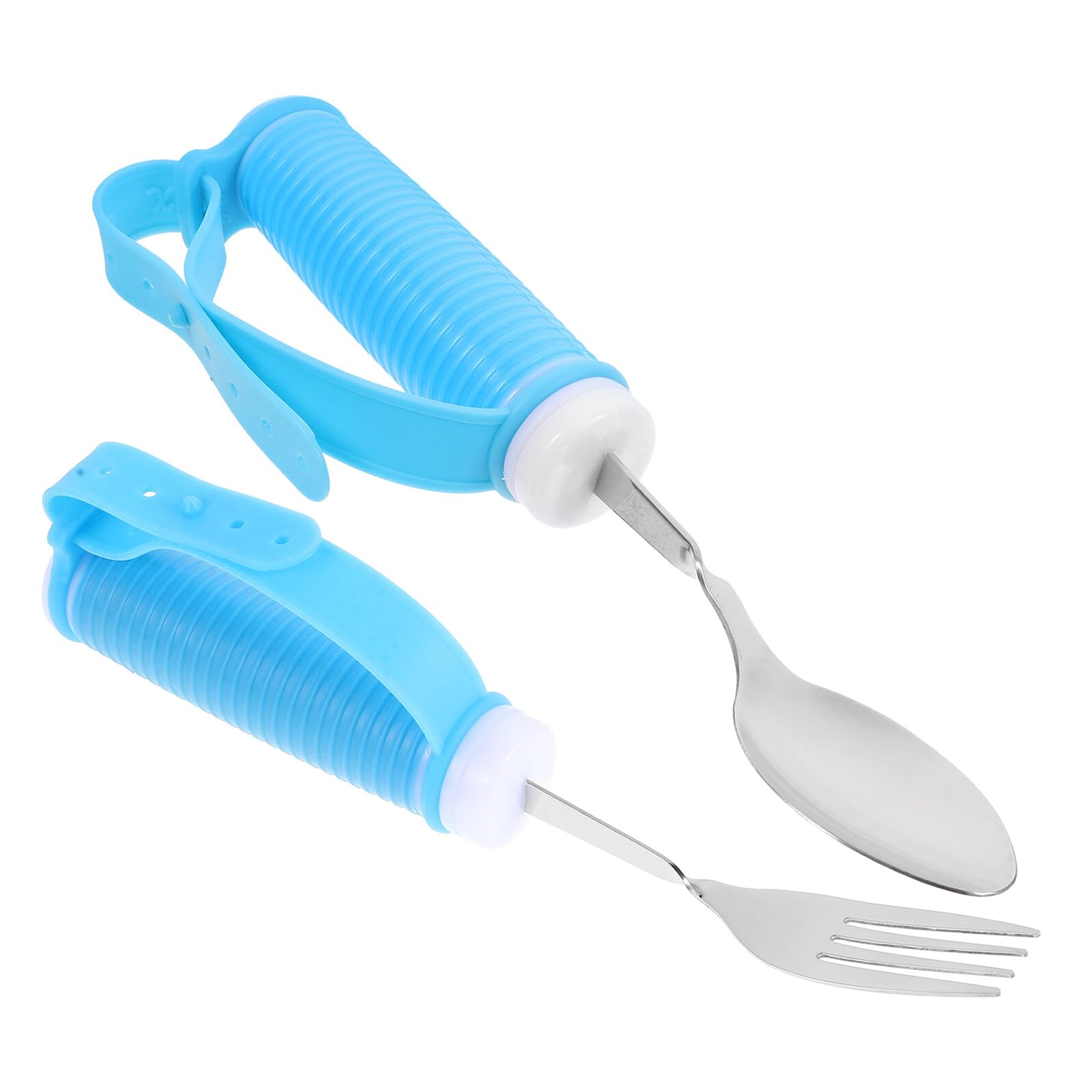 Set Posate Disabili 2 Pezzi Cucchiaio Flessibile e Forchetta in Acciaio Inox per Riabilitazione Forza Mano, Manico Ergonomico Antiscivolo per Anziani e Centri