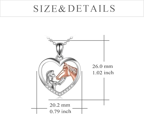 Miniatura 4 de YFN - Collar con dije de caballo de plata fina para niñas, regalo de caballos para mujeres y niñas (collar de caballo con una niña color rosa)