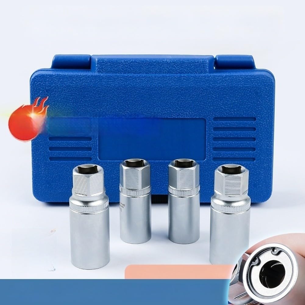 Juego de extractores de tornillos dañados de 1/2 pulgada, 4 piezas, acero al cromo vanadio antiherramienta para pernos oxidados de 6 mm a 12 mm