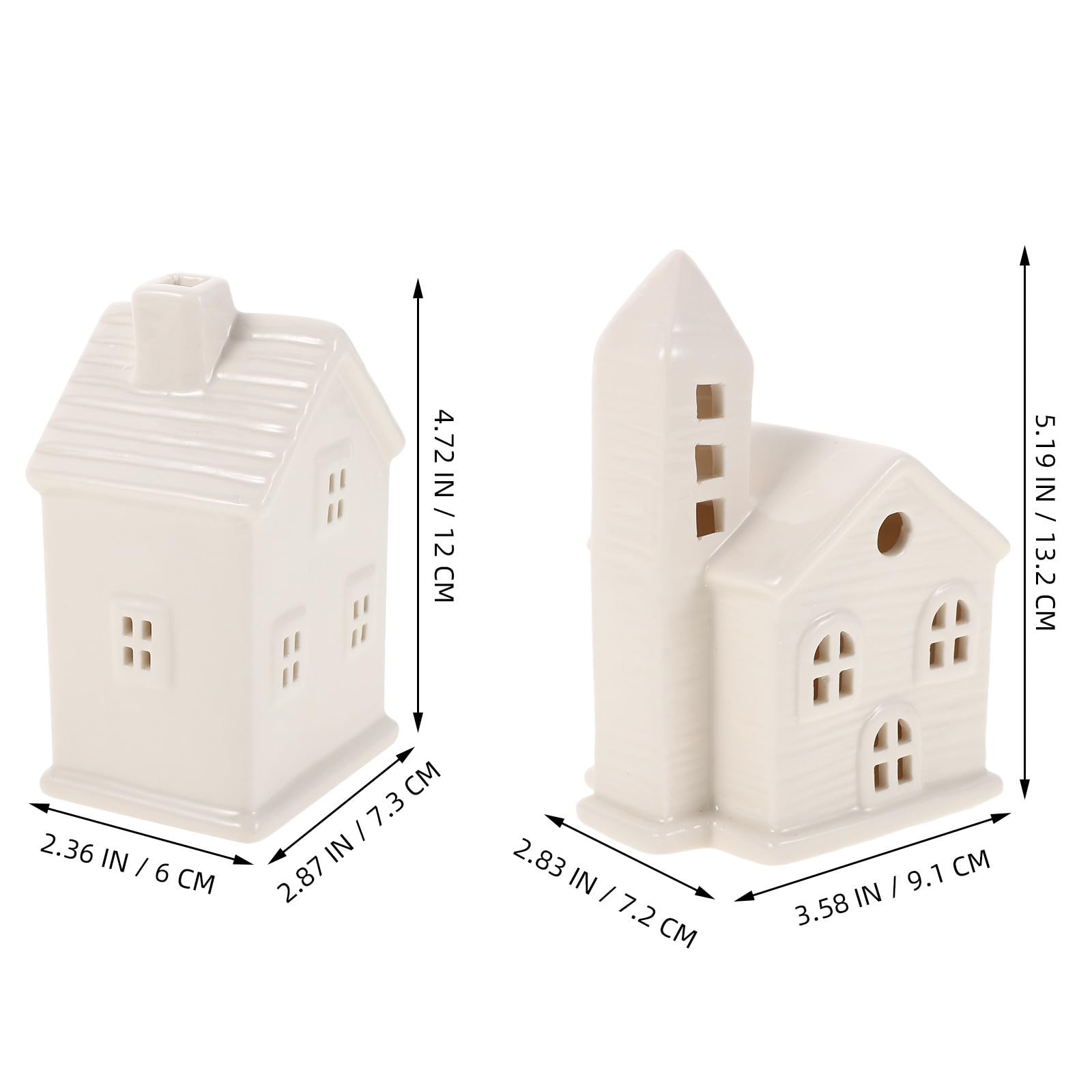 Toyvian 2 Piezas Casa Navideña de Cerámica LED de Color Claro, Adorno de