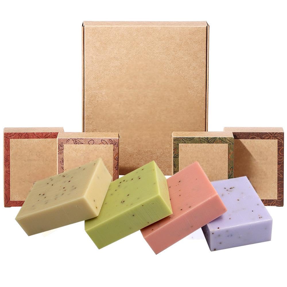 Natürliche Körperseife mit Meeresalgen 4 Stück Seifen aus Pflanzenöl, handgefertigt, sanftes Peeling, Naturkosmetik für Hautpflege und Reinigung, für Dusche und Bad