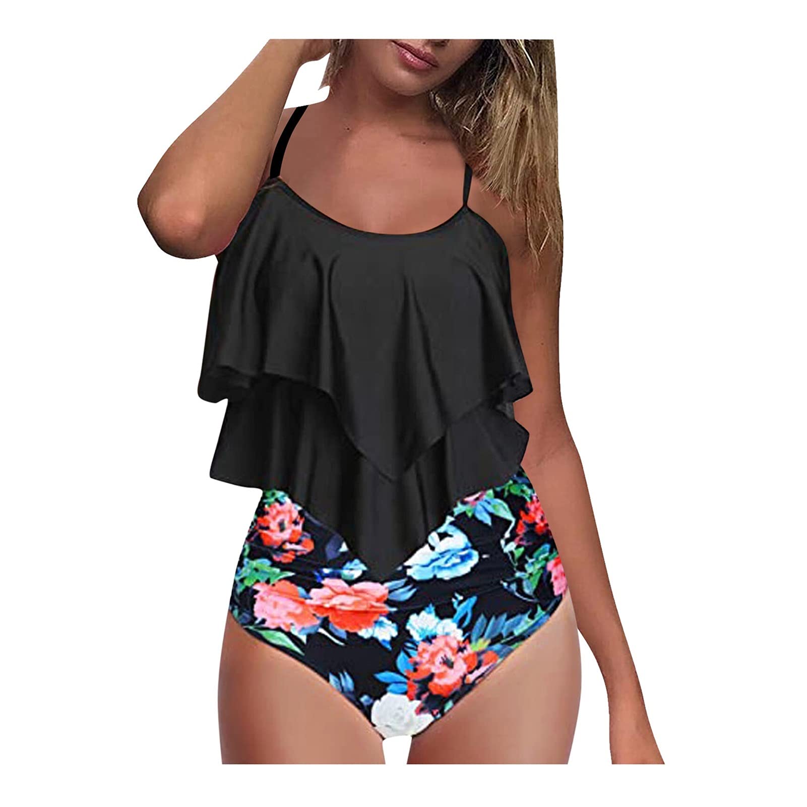 Costume da Bagno a Due Pezzi Costumi da Bagno Taglie Forti Costume da Bagno a Vita Alta Costume da Bagno con Stampa Leopardata per Donna Costume da Bagno Donna Costumi a Due Pezzi Bikini Set (Il)