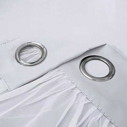 Miniatura 7 de INLINAS Cortinas de oscurecimiento de habitación de color blanco grisáceo con capa transparente, paneles térmicos y de reducción de ruido con ojales