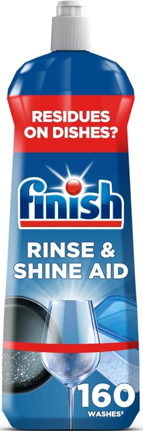 Finish Dishwasher Rinse & Shine Aid, Fresh, 800ml, Ultimate Clean & Diamond Shine, Glass Protection, Spot Prevention, Better Drying vs Finish Detergent Alone