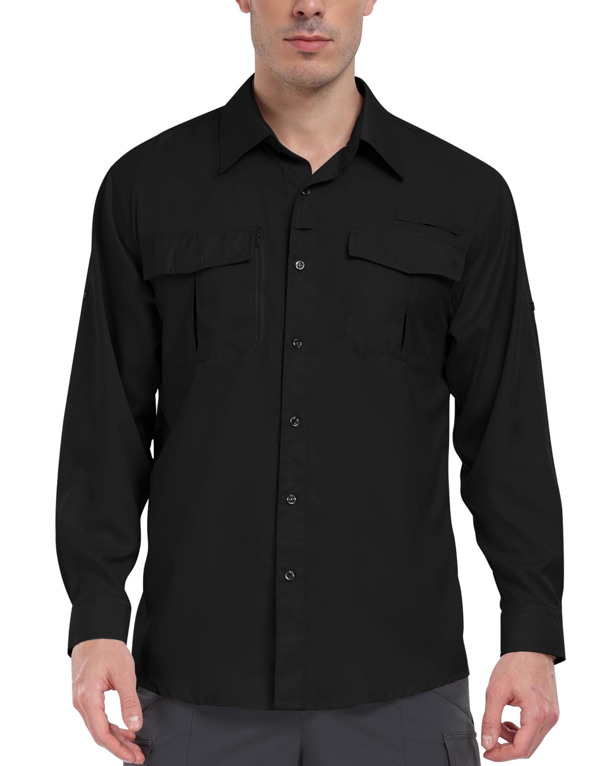 MoFiz Trekkinghemd voor dames, lange mouwen, sportblouse, UPF50 Button Down, Wit, 3XL
